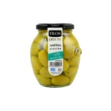 FILOS Deluxe Rohelised kivideta oliivid  -50% soola 400g